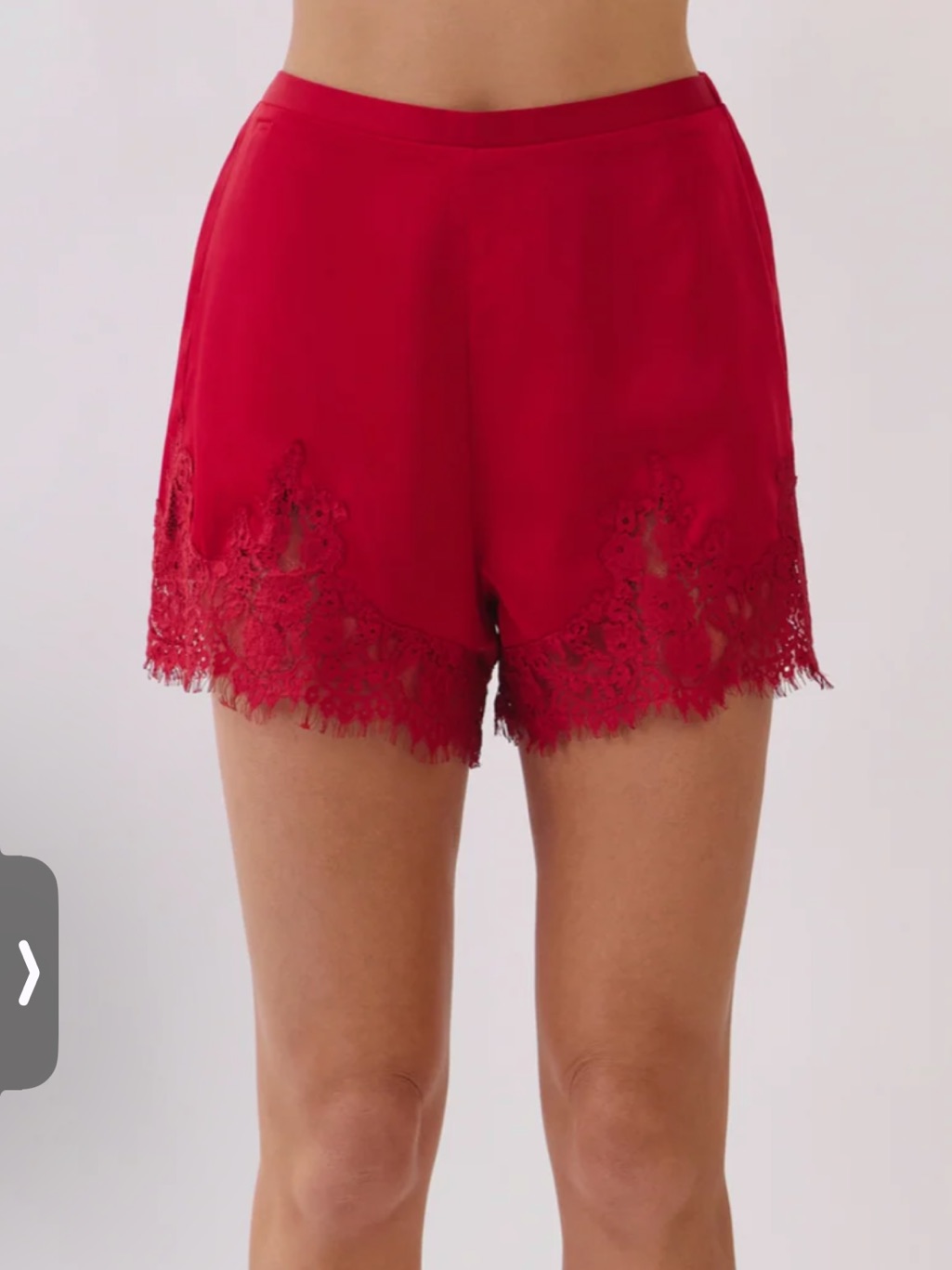 Tcec Red Lace Trim Satin Shorts